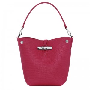 Beetroot - Leather Longchamp Le Roseau XS Bucket Women Crossbody Bags | AU7442YX