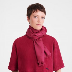 Beetroot - Silk Blend Longchamp Le Roseau Shawl Women Stoles | AU8330PJ