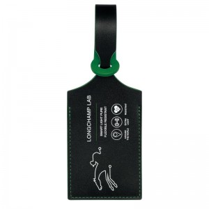 Black/Green - Leather Longchamp LGP Travel Luggage tag Men Accessories | AU9276ZU