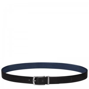 Black/Navy - Leather Longchamp Delta Box Men Belts | AU9312RV