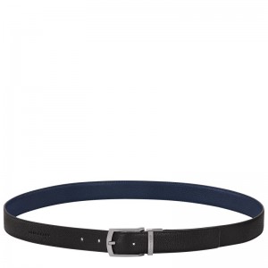 Black/Navy - Leather Longchamp Le FoulonnÉ Men Belts | AU9322FD