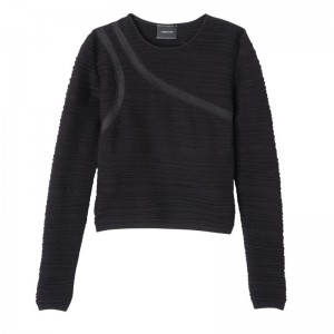 Black - Knit Longchamp Short Women Tops | AU8576TC