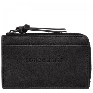 Black - Leather Longchamp 3D Men Card Holder | AU9026VR