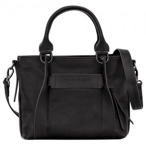 Black - Leather Longchamp 3D S Women Handbag | AU7377IL