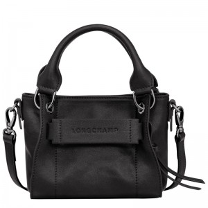 Black - Leather Longchamp 3D XS Handbag Women Mini Bags | AU7067YX