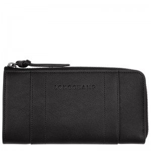 Black - Leather Longchamp 3D Zip around Women Wallets | AU7844OK