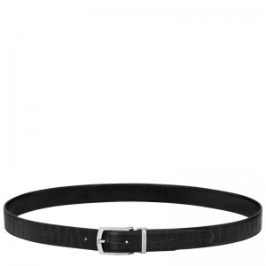 Black - Leather Longchamp Delta Box Men Belts | AU9311EB