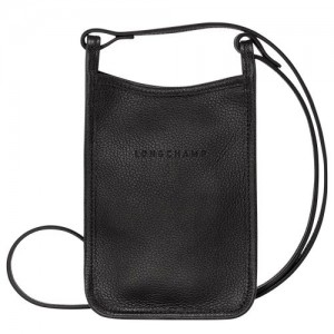 Black - Leather Longchamp Le FoulonnÉ 1 Men Phone Case | AU9109OK