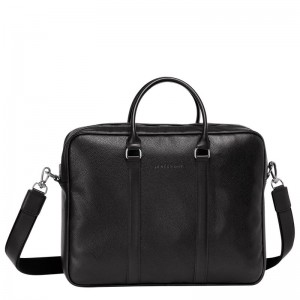 Black - Leather Longchamp Le FoulonnÉ M Women Briefcase | AU7742UZ