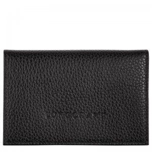 Black - Leather Longchamp Le FoulonnÉ Men Card Holder | AU9040OK