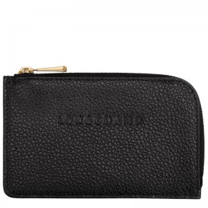 Black - Leather Longchamp Le FoulonnÉ Men Card Holder | AU9046EB