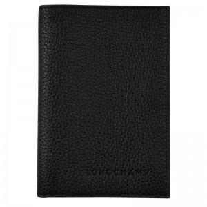 Black - Leather Longchamp Le FoulonnÉ Passport cover Men Accessories | AU9283MQ