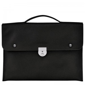 Black - Leather Longchamp Le FoulonnÉ S Men Briefcase | AU8774GS