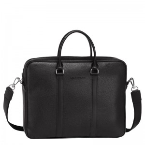 Black - Leather Longchamp Le FoulonnÉ S Men Briefcase | AU8780OK