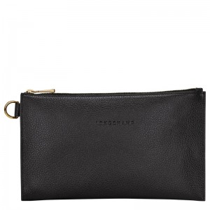 Black - Leather Longchamp Le FoulonnÉ Women Pouches | AU7683FD