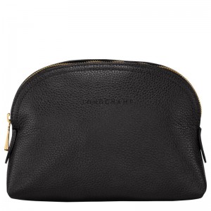 Black - Leather Longchamp Le FoulonnÉ Women Pouches | AU7687PJ