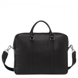 Black - Leather Longchamp Le FoulonnÉ XS Men Briefcase | AU8792RV