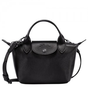 Black - Leather Longchamp Le Pliage Xtra XS Handbag Women Mini Bags | AU7145XY