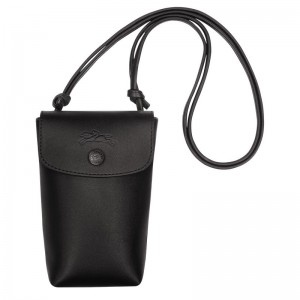 Black - Leather Longchamp Le Pliage Xtra with leather lace Women Phone Case | AU7786GS