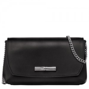 Black - Leather Longchamp Le Roseau Clutch Women Mini Bags | AU7004JP