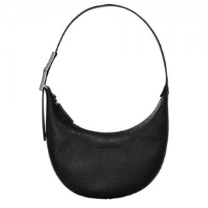 Black - Leather Longchamp Le Roseau Essential S Hobo Women Shoulder Bags | AU7580DF