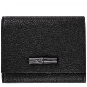 Black - Leather Longchamp Le Roseau Essential Women Wallets | AU7809OK