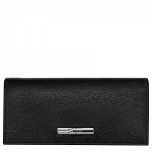 Black - Leather Longchamp Le Roseau Flap Women Wallets | AU7861OK