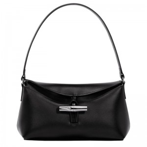 Black - Leather Longchamp Le Roseau S Hobo Women Shoulder Bags | AU7531PJ