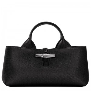 Black - Leather Longchamp Le Roseau S Women Handbag | AU7295GS