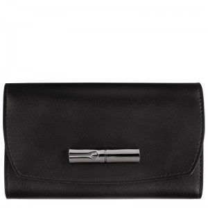 Black - Leather Longchamp Le Roseau Women Wallets | AU7810PJ