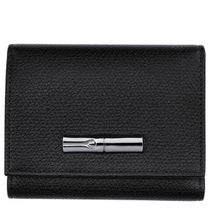 Black - Leather Longchamp Le Roseau Women Wallets | AU7840DF