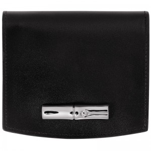 Black - Leather Longchamp Le Roseau Women Wallets | AU7843PJ