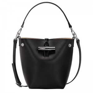 Black - Leather Longchamp Le Roseau XS Bucket Women Mini Bags | AU7012OK