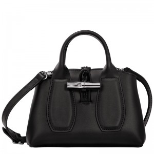 Black - Leather Longchamp Le Roseau XS Handbag Women Mini Bags | AU7039LI