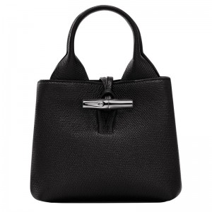 Black - Leather Longchamp Le Roseau XS Handbag Women Mini Bags | AU7082PJ