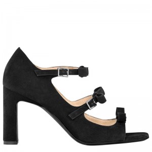 Black - Leather Longchamp Women Heels | AU8753JP