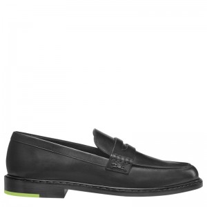 Black - Leather Longchamp Women Loafers | AU8736QM