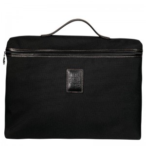 Black - Recycled canvas Longchamp Boxford S Men Briefcase | AU8764NW