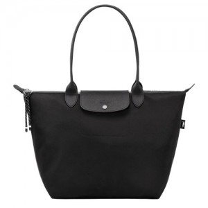 Black - Recycled canvas Longchamp Le Pliage Energy L Tote Women Shoulder Bags | AU7615VR