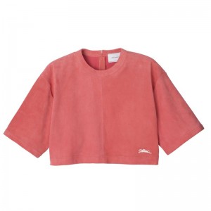 Blush - Leather Longchamp Leather crop Women Tops | AU8643AH