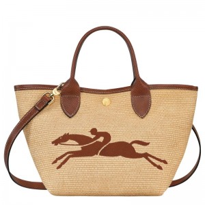 Brown - Canvas Longchamp Le Panier Pliage S Basket Women Handbag | AU7155CT