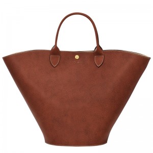 Brown - Leather Longchamp Épure XL Tote Women Handbag | AU7262LI