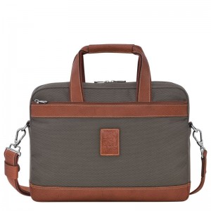 Brown - Recycled canvas Longchamp Boxford S Men Briefcase | AU8769ZU