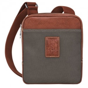 Brown - Recycled canvas Longchamp Boxford XS Men Crossbody Bags | AU8826GS