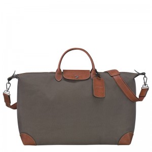 Brown - Recycled canvas Longchamp Boxford M Men Travel Bags | AU9168HA