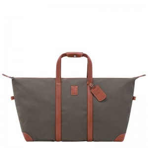 Brown - Recycled canvas Longchamp Boxford L Men Travel Bags | AU9171LI