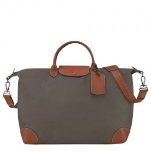 Brown - Recycled canvas Longchamp Boxford S Men Travel Bags | AU9185ZU