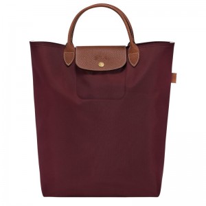 Burgundy - Canvas Longchamp Le Pliage Original M Tote Men Handbag | AU8896RV