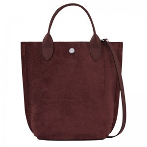 Burgundy - Leather Longchamp Cabas XS Tote Women Handbag | AU7217SG