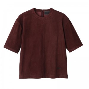 Burgundy - Leather Longchamp Short leather Women Tops | AU8639UZ